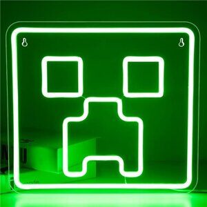 Neon LED Minecraft Creeper Wall Sign Gamer Decor